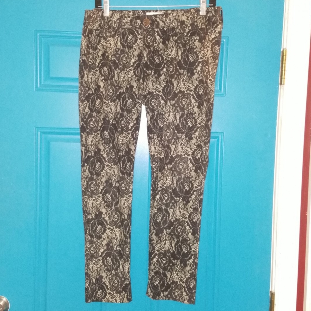 Lace floral print skinny jean